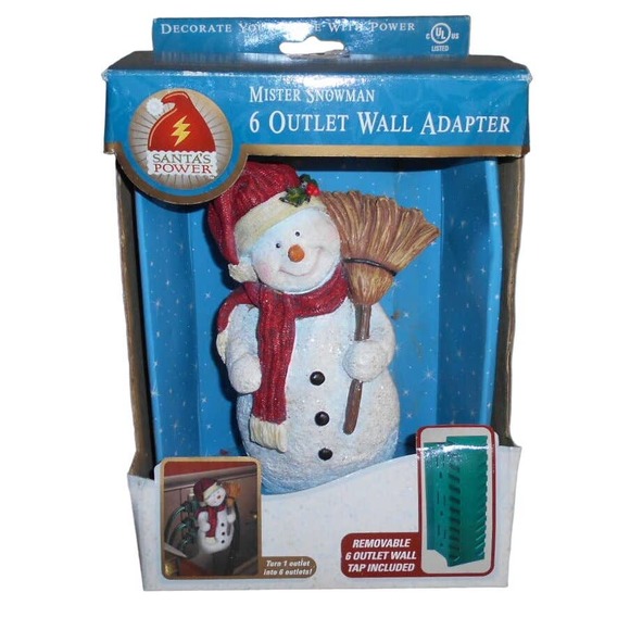 Santa's Power Mister Mr. Snowman Decorative 6 Outlet Wall Adapter NIB - Picture 1 of 9